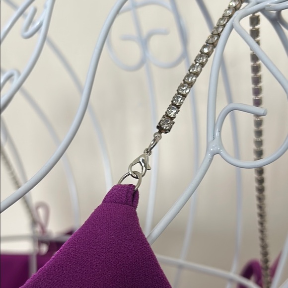 Selfie Leslie Size L Vibrant Purple Mini Dress with Rhinestone Straps - Picture 4 of 9